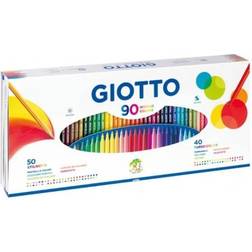 Giotto 90 st presentförpackning med 40 turbo färgfiltpennor och 50 Stilnovo färgpennor, blandade färger, perfekt för barn och skolor