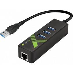IC Intracom techly USB3.0 Gigabit Ethernet Adapter Converter with 3-Port Hub