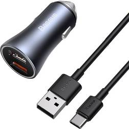 Baseus Golden Contactor Pro Billaddare, 2x USB USB till TYP-C Kabel