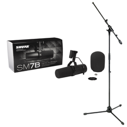 Shure SM7B Cardioid Dynamic Microphone w/Tripod Boom Stand Package