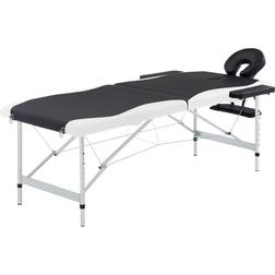 vidaXL Hopfällbar massagebänk 2 sektioner aluminium svart och vit