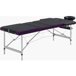 vidaXL Hopfällbar massagebänk 3 sektioner aluminium svart och lila