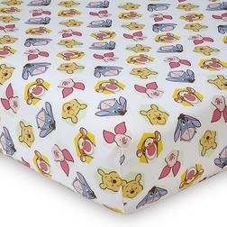 Disney Winnie the Peeking Pooh 100% Cotton Fitted Crib Sheet, Yellow/Blue/Green 71.1x132.1cm
