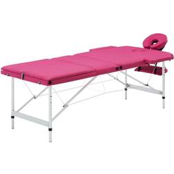 vidaXL Hopfällbar massagebänk 3 sektioner aluminium rosa