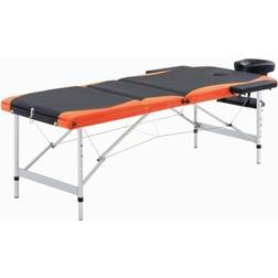 vidaXL Hopfällbar massagebänk 3 sektioner aluminium svart och orange