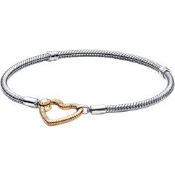 Pandora Moments Heart Closure Snake Chain Bracelet - Silver/Gold