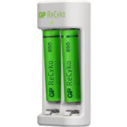GP Batteries ReCyko Batteriladdare E211, inkl. 2st AAA 850mAh NiMH-batterie