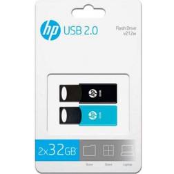 HP Usb-minne 212 usb 2.0 blå/svart (2 uds)