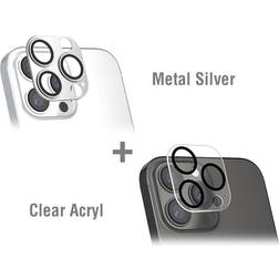 4smarts iPhone 14 Pro 14 Pro Max StyleGlass Kameralinse beskyttelsesglas 2 stk. Metal Silver & Clear Acryl