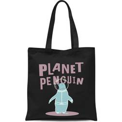 Planet Penguin Tote Bag Black