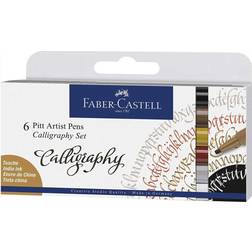 Faber-Castell 167506 bläckpenna Pitt Artist Pen kalligrafiset, 2,5 mm, 6-fodral, flerfärgad