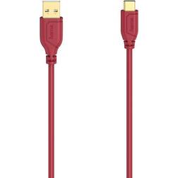 Hama Cable USB-C Flexi-Slim USB-A-USB-C Gold Red