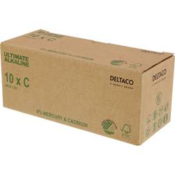 Deltaco Ultimate Alkaline C-batteri, Svanenmärkt, 10-pack (Bulk)