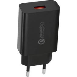 SiGN Väggladdare USB-A QC 3.0, 18W, 3A Svart