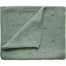 Mushie Knitted Pointelle Baby Blanket stickad filt för barn Sage 80 x 100cm 1 st