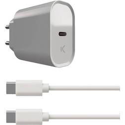 Ksix Väggladdare USB C kabel Vit 20W