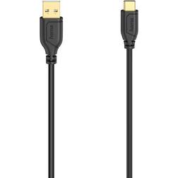 Hama Cable USB-C Flexi-Slim USB-A-USB-C Gold Black