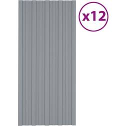 vidaXL Takprofiler 12 st galvaniserat stål silver 100x45