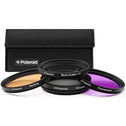 Polaroid 55 mm HD flerskikt/multicoated Glass 4-delars filterset – inklusive UV, cirkelformad POL, FDL, varmfilter och filterpåse