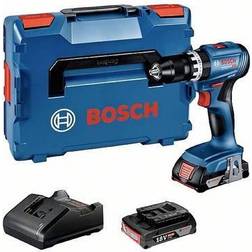 Bosch Professional GSB 18V-45 Borrskruvdragare batteri 18 V 2.0 Ah Li-Ion inkl. 2x batterier, inkl. laddare, inkl. väsk