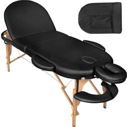 tectake 3-zons massagebänk Sawsan oval med 5 cm stoppning och träram svart