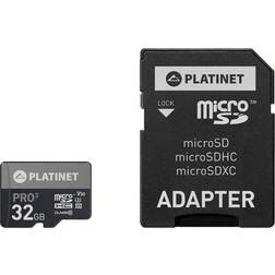 Platinet MicroSDHC-minneskort 32GB & 90MB/s SD-kortadapter