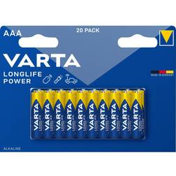 Varta Longlife Power AAA (LR03) är ett alkaliskt batteri i 20-pack