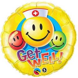 Qualatex 18" Get Well Smiley Face Foil Balloon