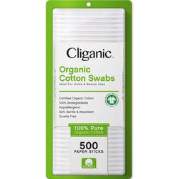 Organic Cotton Swabs, 500 Count - 100% Pure Natural Biodegradable Cotton, Chlorine-Free