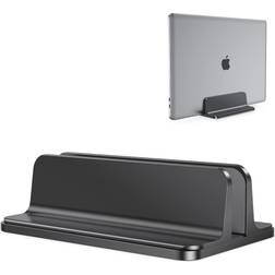 Vertikalt justerbart laptopstativ, OMOTON MacBook-stativ i aluminium för skrivbord med justerbar dockstorlek, passar alla MacBook, Surface, Chromebook och spellaptops (upp till 17,3 tum) svart