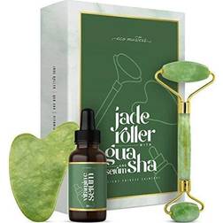 Eco Masters Anti Åldrande Jade Ansiktsroller Massagesats + Gua Sha Massage Vitamin