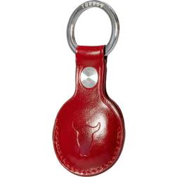 AirTag Holder Leather Keyring Red