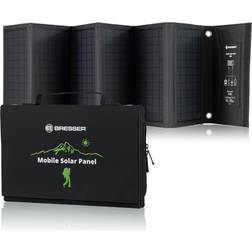 Bresser Solcellsladdare 40 W med 1 x DC och 3 x USB-A-portar inklusive USB-A-uttag med QC3.0 för snabbladdning, solpanel som laddare för smartphones, powerbanks etc