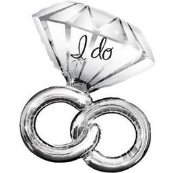 Amscan 2466201 Folieballong Wedding Rings, silver
