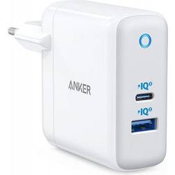 Anker PowerPort Atom III Strömadapter 60 Watt IQ 3.0 2 utdatakontakter (USB typ A, USB-C) vit