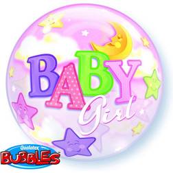 Qualatex Folat Baby Girl Moon Bubbles Balloon 56cm