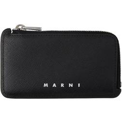 Marni Logo-print Bi-colour Zipped Leather Cardholder - - Black