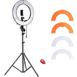Neewer RL-12 LED-ringljus 14 tum ut/12 tum i mitten med ljusstativ, färgfilter, mobiltelefonhållare för makeup, YouTube, TikTok, kamera/mobiltelefonvideoinspelning