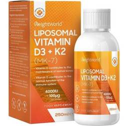 WeightWorld Vegan Liposomal Vitamin D3 2000IU + Vitamin K2 MK7 75mcg