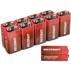 Voltcraft 6LR61 Batteri 9 V Alkaliskt 550 mAh 9 V 10 st