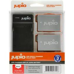 Jupio Batteripaket ersätter Canon LP-E8 (2 st Batterier USB Laddare)