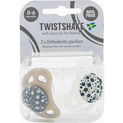 Twistshake 2x Pacifier 0-6m Pastel Grey White