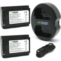 Wasabi Power Battery (2-Pack) and Dual USB Charger for Sony NP-FZ100 BC-QZ1 and Sony a9 a7R III a7 III