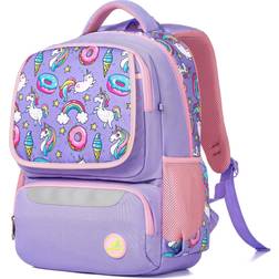 Skolryggsäck för barn, enhörning, lila, rosa vardaglig dagväska, bokväska, ryggsäck, Enhörning lila, L
