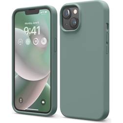 Elago Fodral med flytande silikon kompatibelt med iPhone 14-fodral (6,1 tum) premiumsilikon, helkroppsskydd – 4 lager stöttåligt telefonfodral, reptåligt mjukt mikrofiberfoder (midnattsgrön)