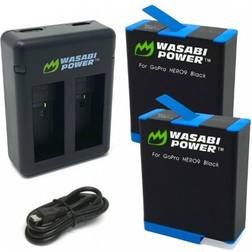 Wasabi Power Batterier och Batteriladdare Dubbel för GoPro Hero11/10/9 Black Paket