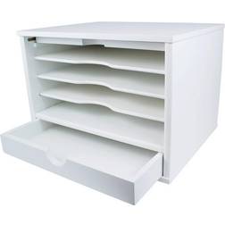 Victor Technology 5 Comparment Wood Desktop Organizer, Pure White W4720