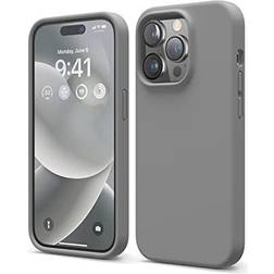 Elago Fodral med flytande silikon kompatibelt med iPhone 14 Pro-fodral (6,1 tum) premiumsilikon, helkroppsskydd – 4 lager stöttåligt telefonfodral, reptåligt mjukt mikrofiberfoder (mörkgrå)