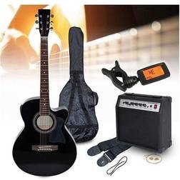 MAXMusic ShowKit Elekrisk stålsträngad akustisk gitarr paket svart, MAXMusic ShowKit Gitarrpaket stålsträngat med förstärkare Svart
