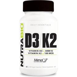NutraBio Vitamin D3 K2 5000 IU D3 as K2 as 120 st